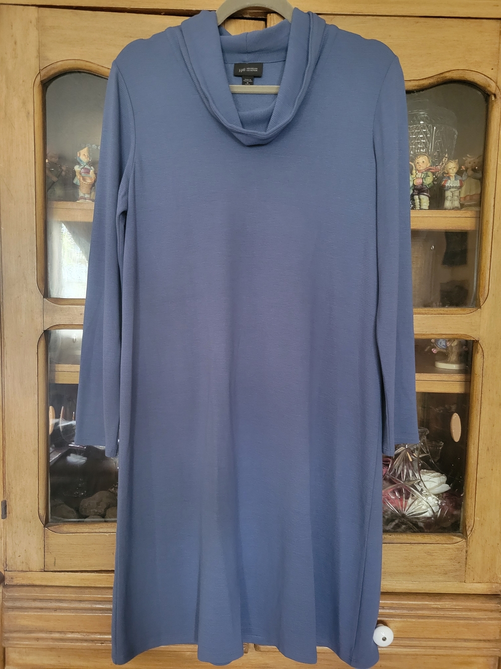 J. Jill Dusty Blue Cowl Neck Long Sleeve Dress Sz MED